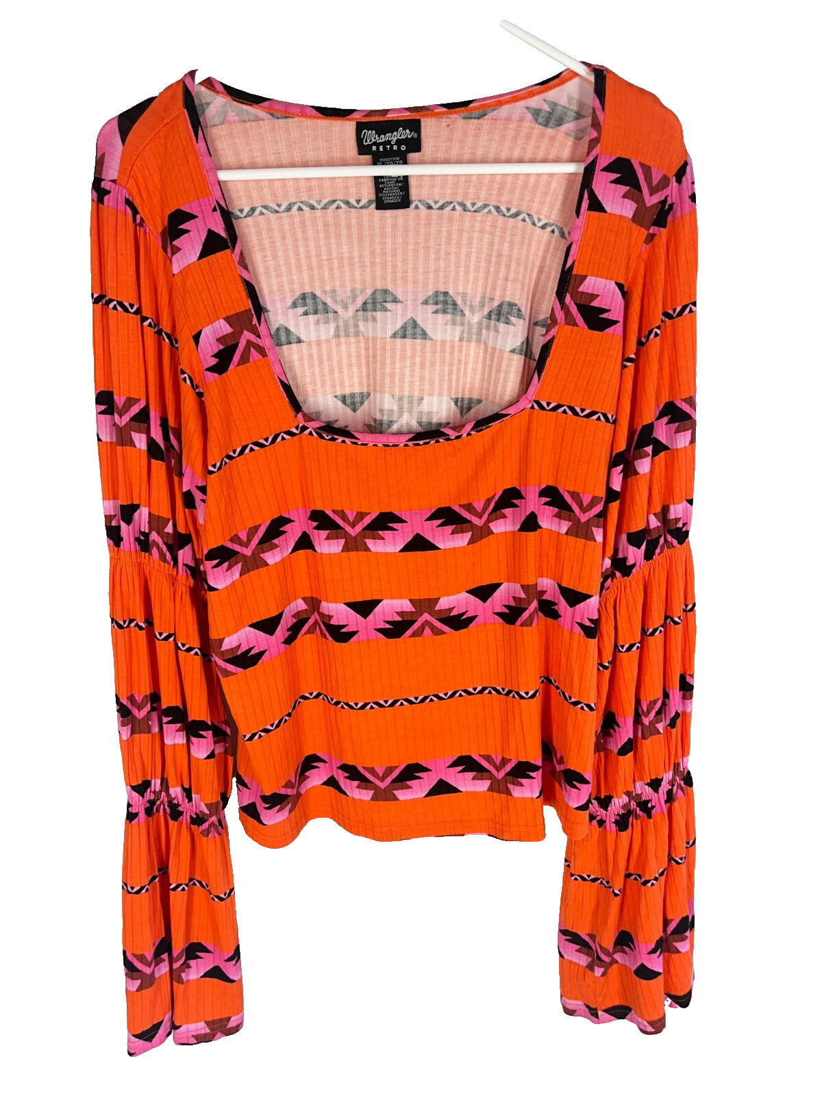 Wrangler Retro Flare Sleeve Aztec Top Womens Size XL Cowgirl Western Rodeo NEW