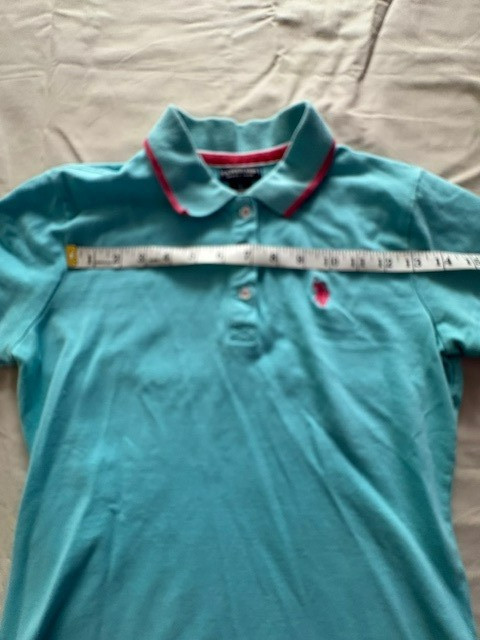 U.S Polo Assn. Womens Aqua Polo Shirt Size S Short Sleeve Logo Embroidered