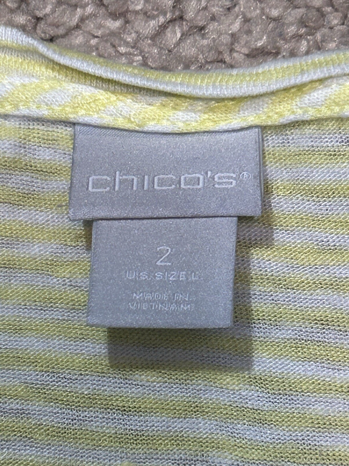 Chico’s Womens Shirt Sz 2 Multicolor Striped Lightweight Classic Casual Comfort