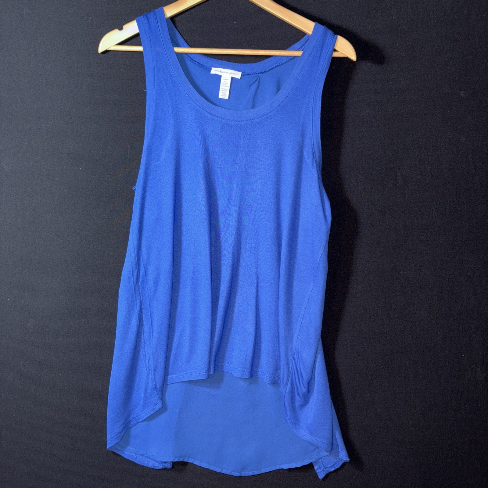 Ambiance Apparel Shirt Womens Large Blue Tank Top Outdoors Casual High Low