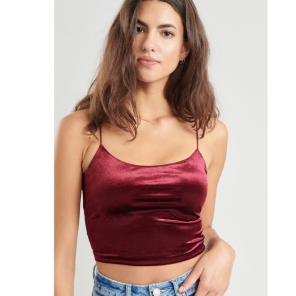 Garage The Velvet Criss-Cross Cami Crop Top in Wine Goth Y2K Festival Women’s S