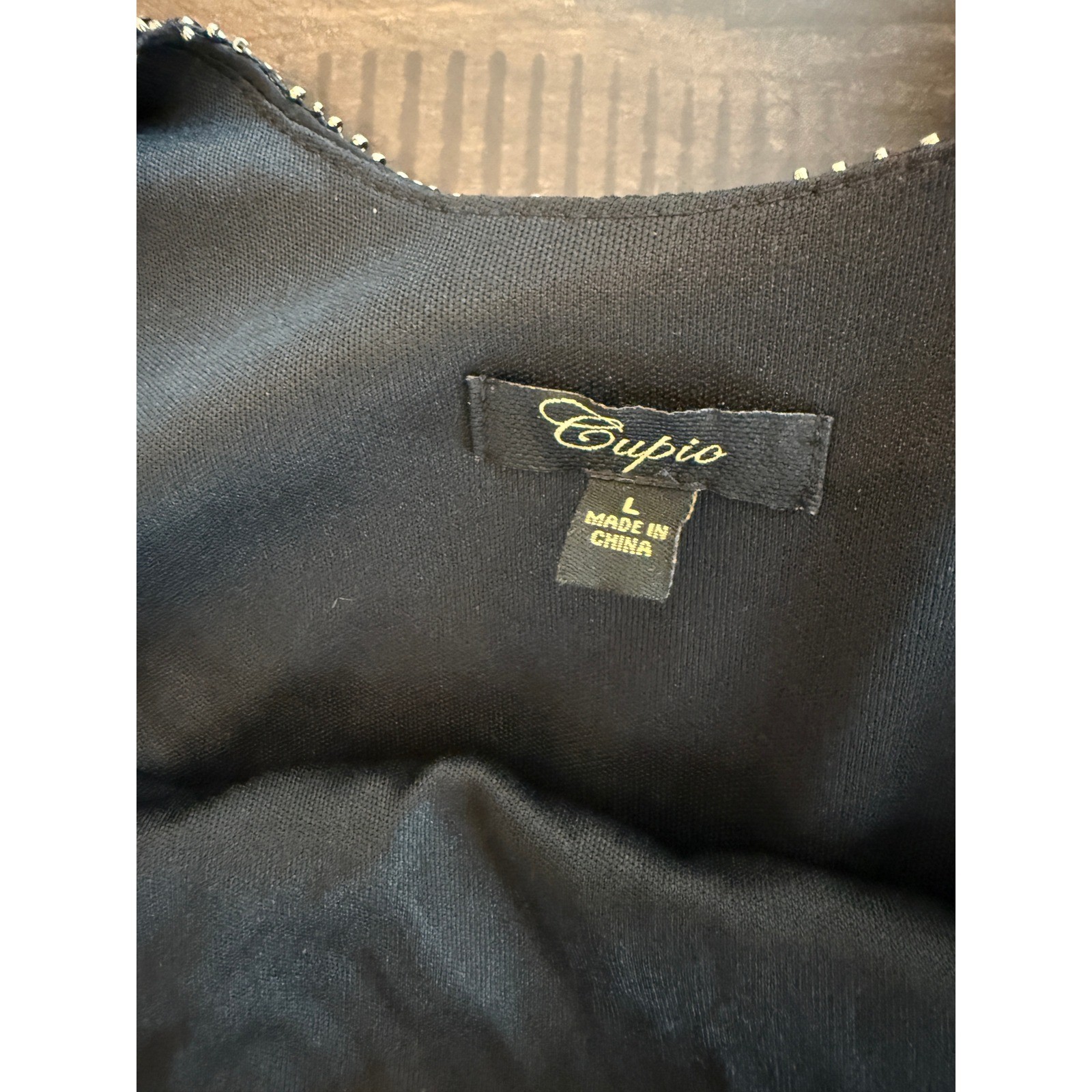 Cupio Sequin Embroidered Art Deco Tank Top Black Gold Silver Size Large