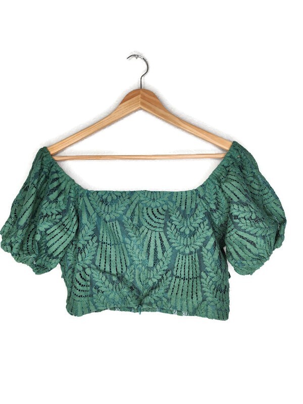 4SI3NNA Mabel Green Lace Crop Top Size S New Without Tags