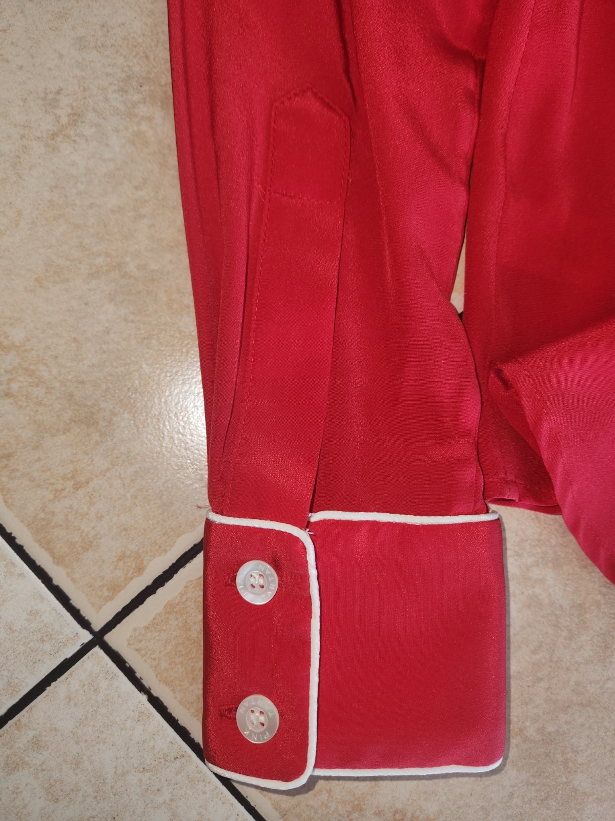Pink Tartan Womens Button Front Long Sleeve Silk Shirt Red Size 4 NWOT