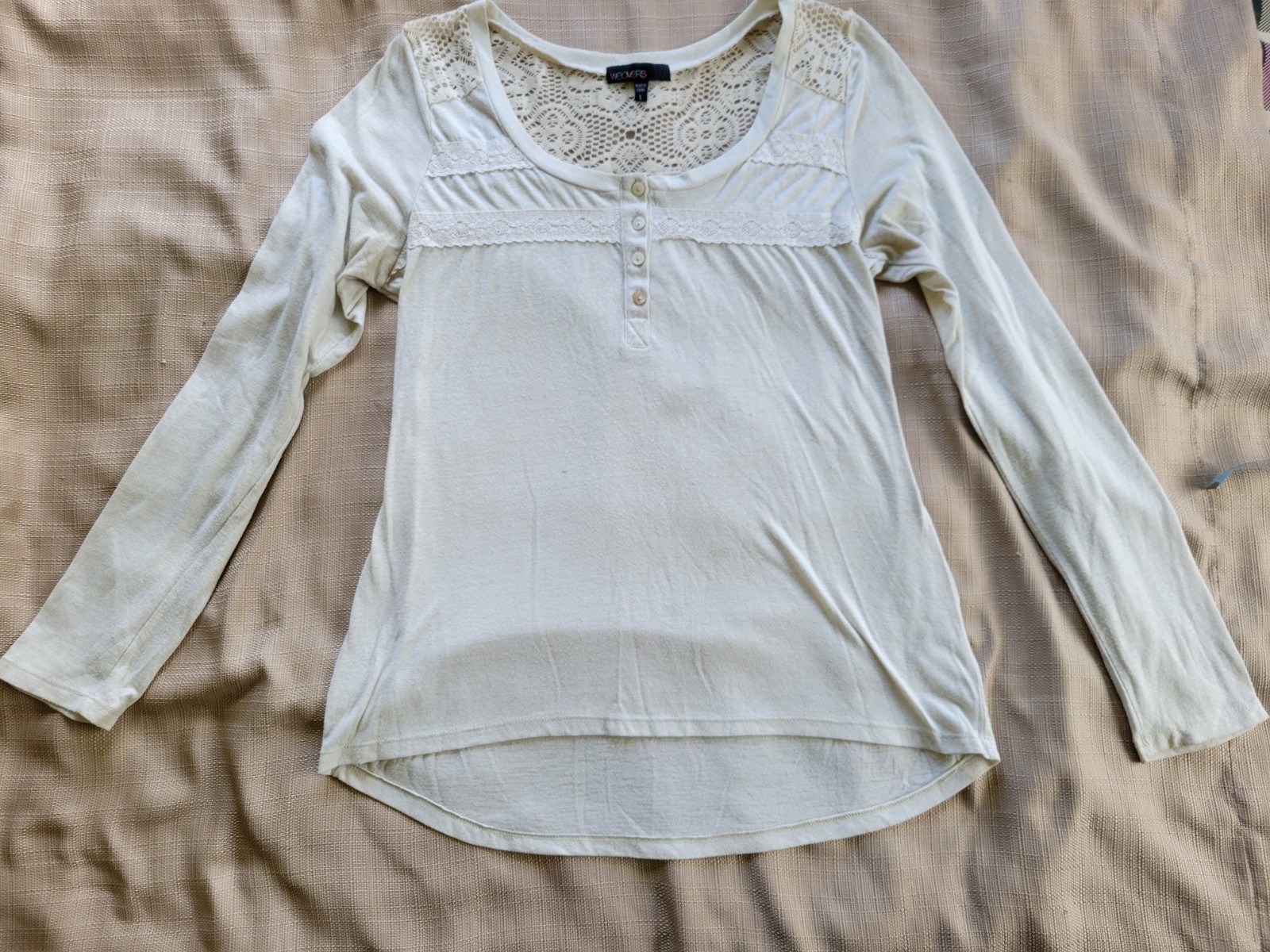 Lace Yoke Knit Henley Bohemian Cottagecore Whimsigoth Y2K Grunge Fairycore