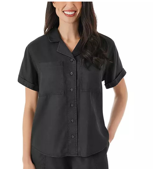 MEMBERS MARK Womens Tencel S/S Camp SHIRT (4 Colors) M L XL XXL NWT