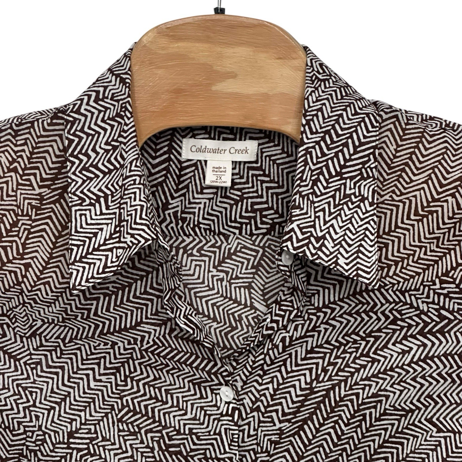 Coldwater Creek Blouse Womens Plus Size 2X Button Up Shirt Short Sleeve Cotton