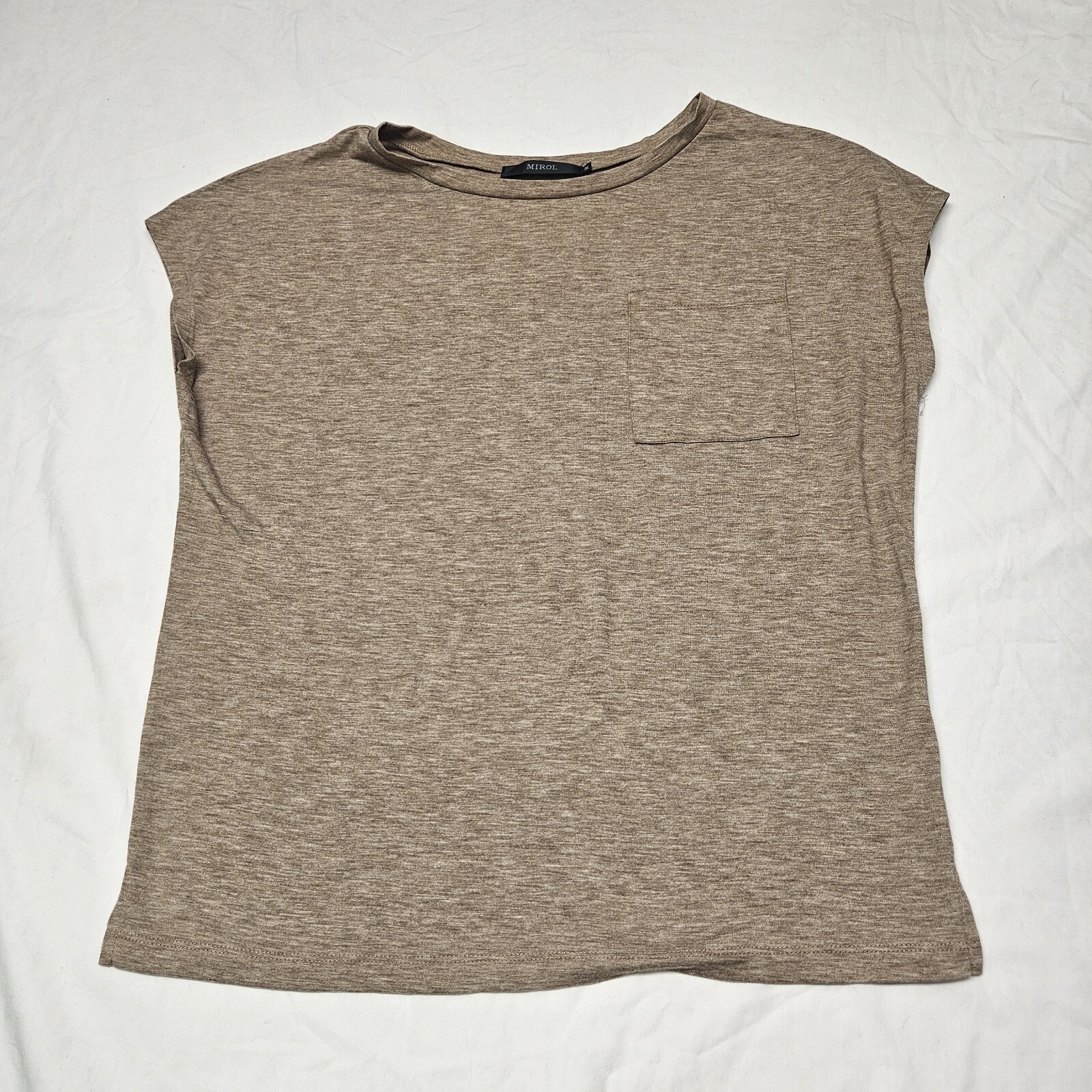 Mirol Women’s Sleeveless Heather Brown T-shirt Size Medium With Pockets