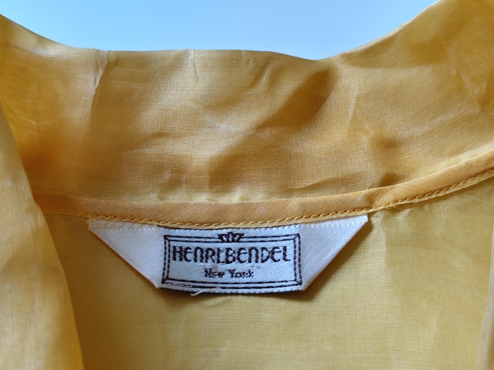 Henri Bendel NY Sheer VTG Organza Silk Cropped Long Sleeve Ruffle Y2K Blouse L