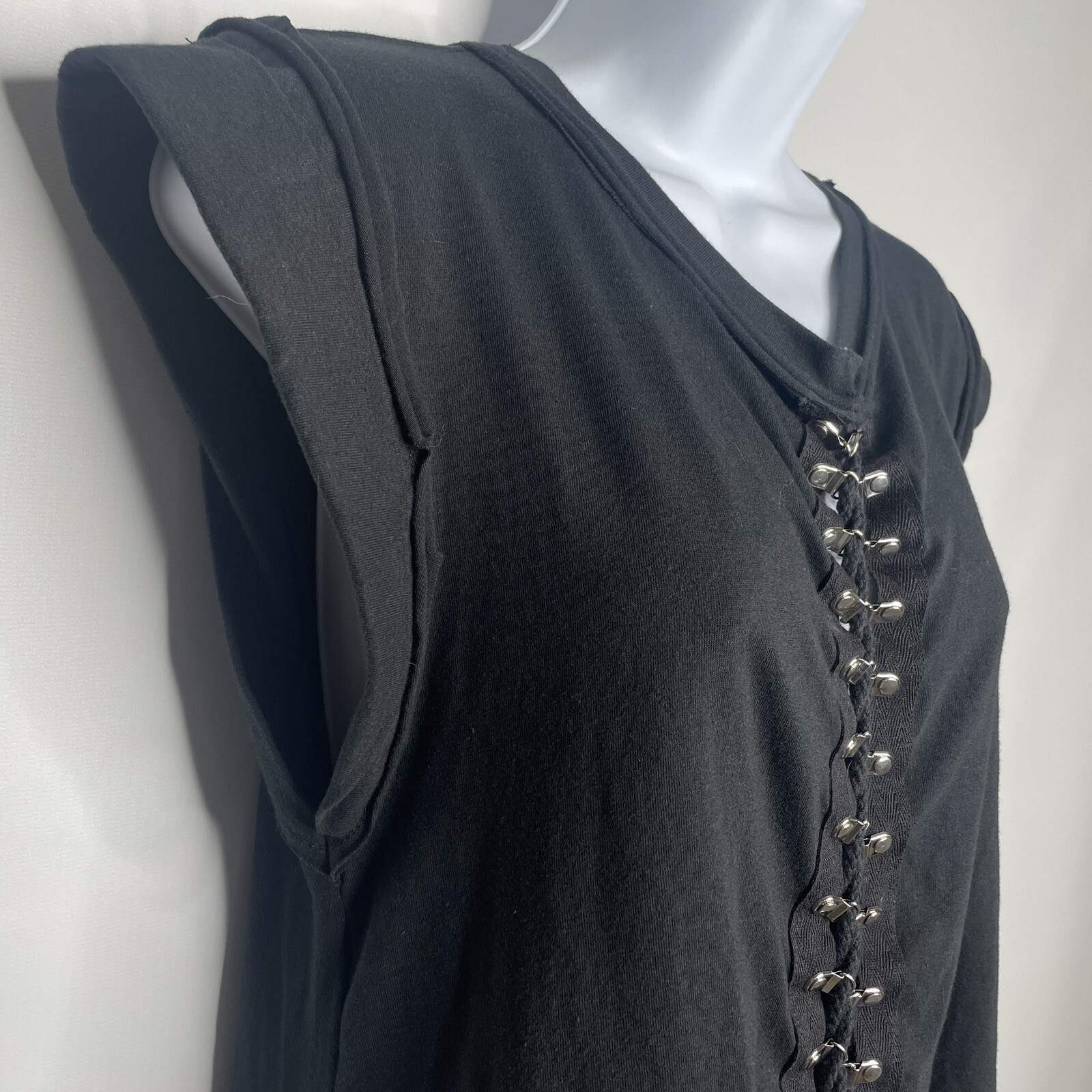 Jella Couture Jella C Black Corset Laced Cuffed Cut Off T-shirt Punk Goth Size S