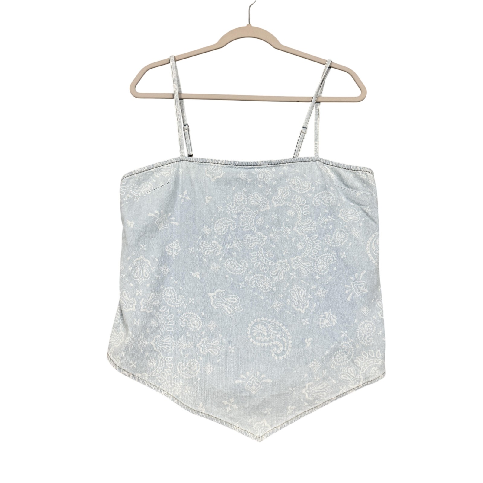 Wrangler Tank Top Womens Large Blue Bandana Paisley Chambray Retro Western Cami