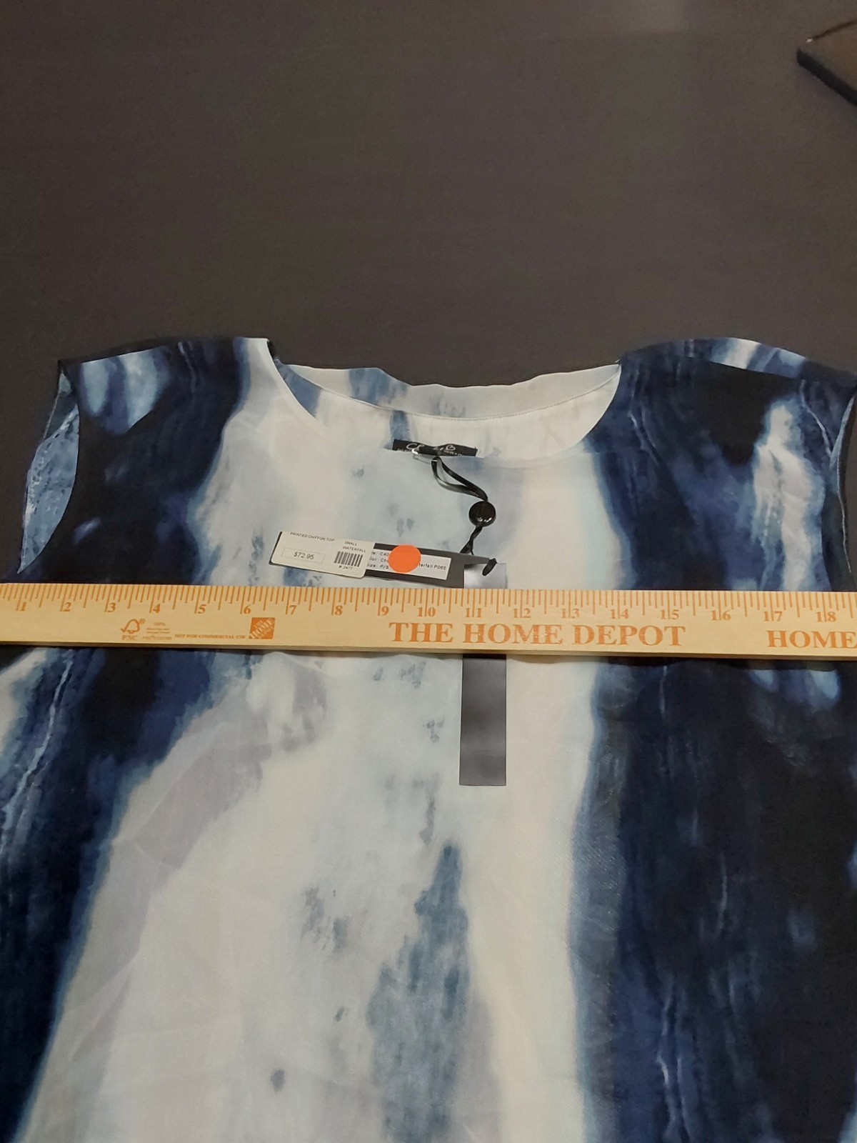 Charlie B. Chiffon Blouse Top Women’s Vibrant WATERFALL P/S NWT
