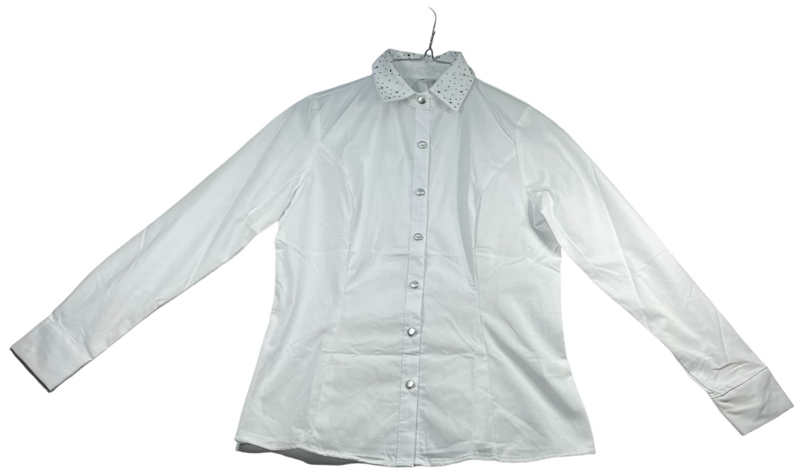 NY Collection Dress Shirt Womens size Small Petite White Long Slv Button Dwn New