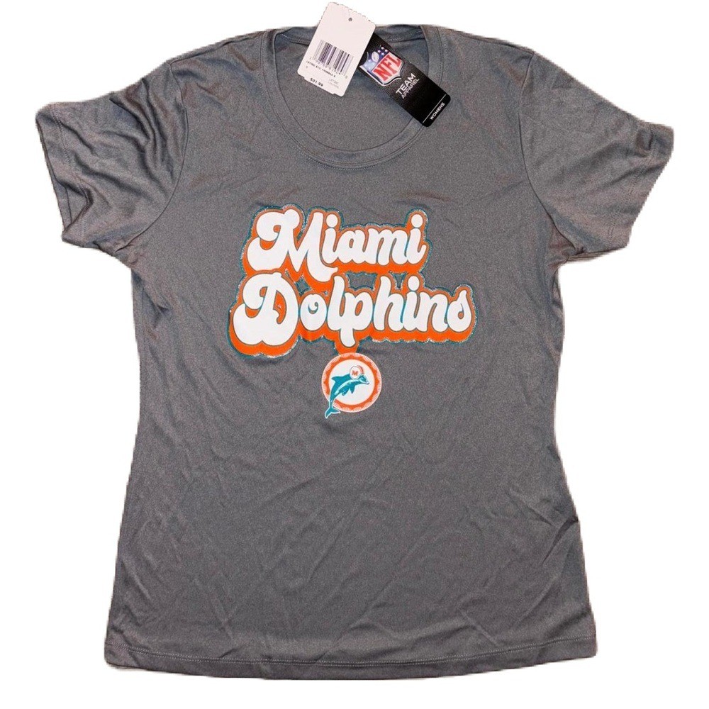 New Era Women’s Miami Dolphins Space-Dye Glitter T-Shirt, NWT L