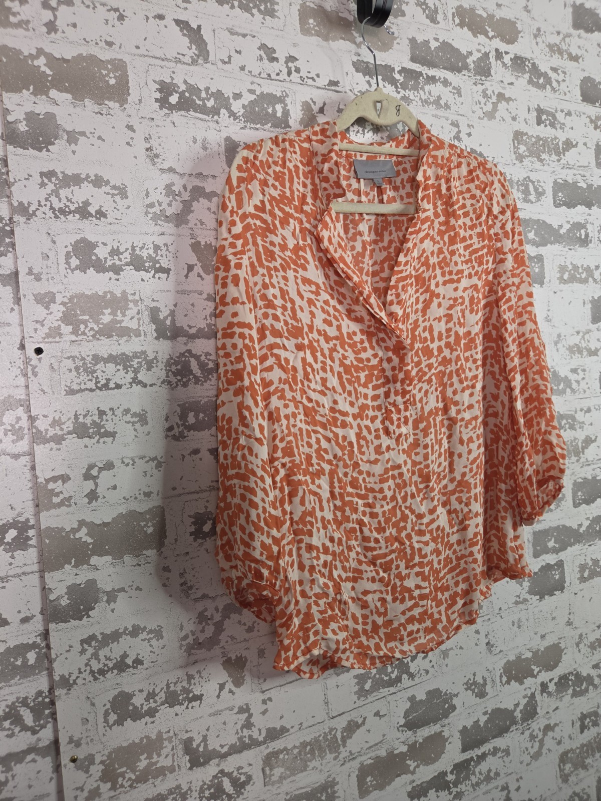 Classiques Entier Abstract Print Woven 100% Silk Collared Button Blouse S