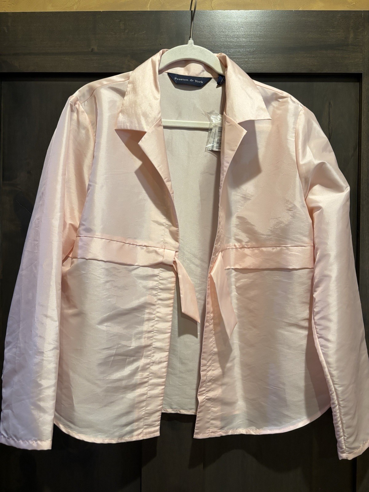 Preston & York Top Women’s 14 Pink Long Sleeve Front Tie Polyester/Nylon Blend