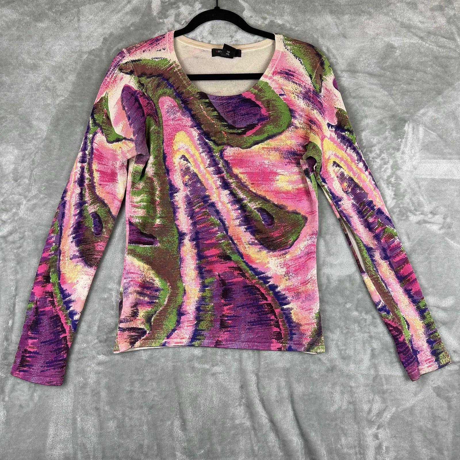 Mark Richard’s Collection Top Women’s S Pink Purple Green Abstract Pattern Silk
