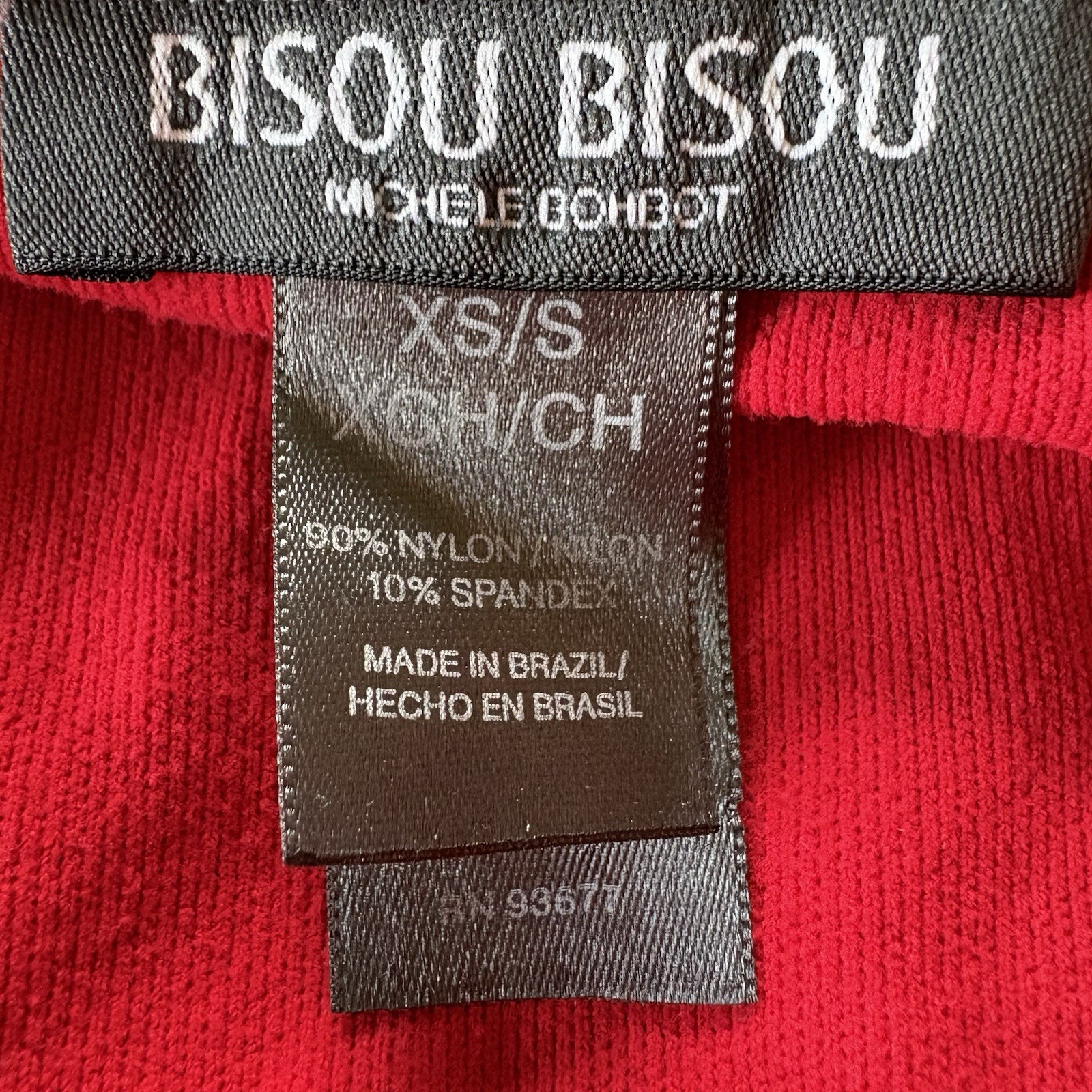 Bisou Bisou Red Solid Ribbed Knit Ruched Strapless Tube Top Stretch XS/S