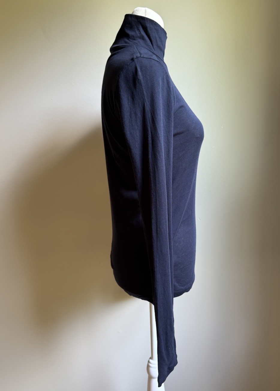 J.CREW Women’s 100% Cotton Crepe Turtleneck Long Sleeve Pullover Navy Size S