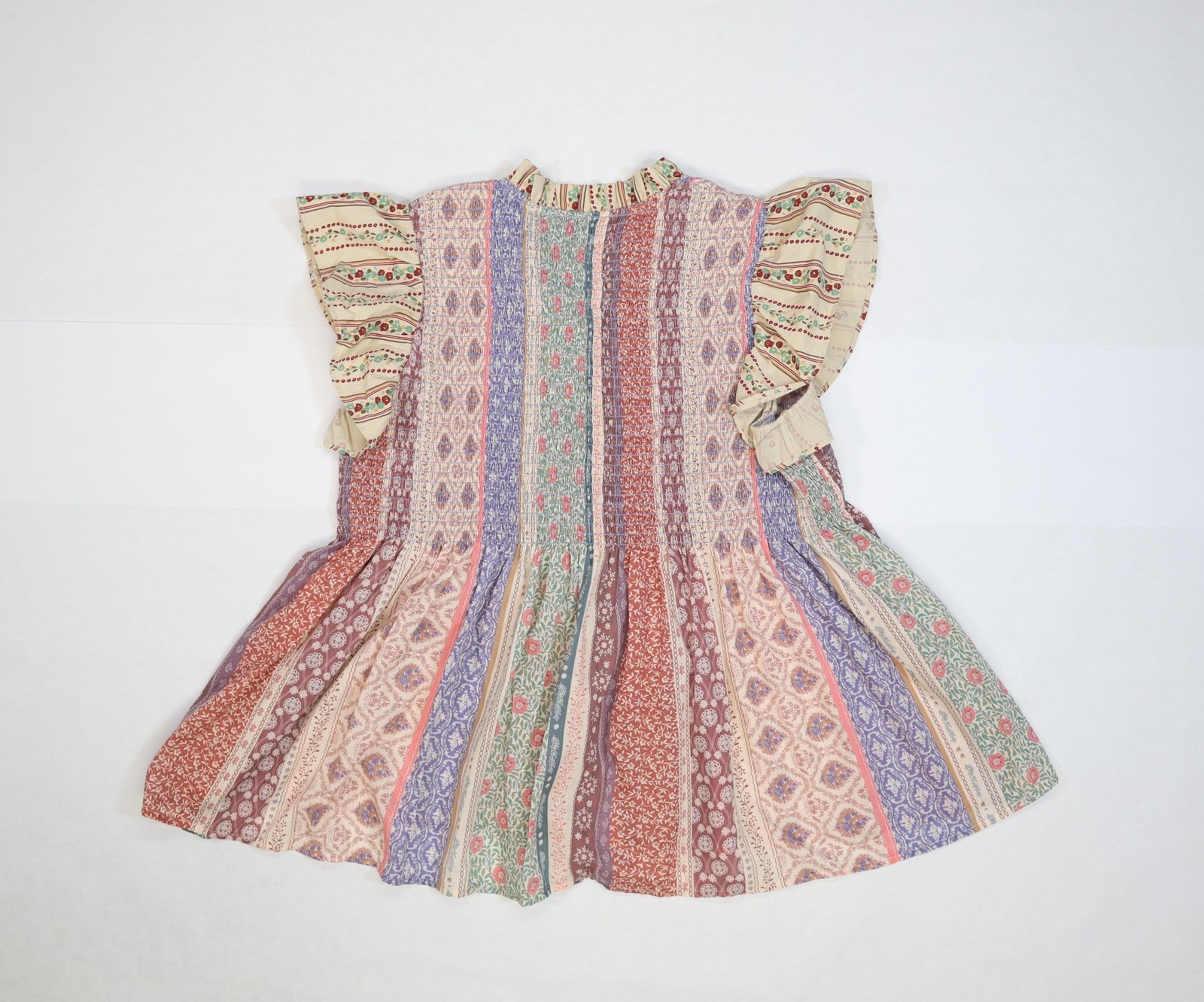 Davi & Dani Shirt Womens Large Multicolor Boho Flutter Sleeve Tassel DT30936