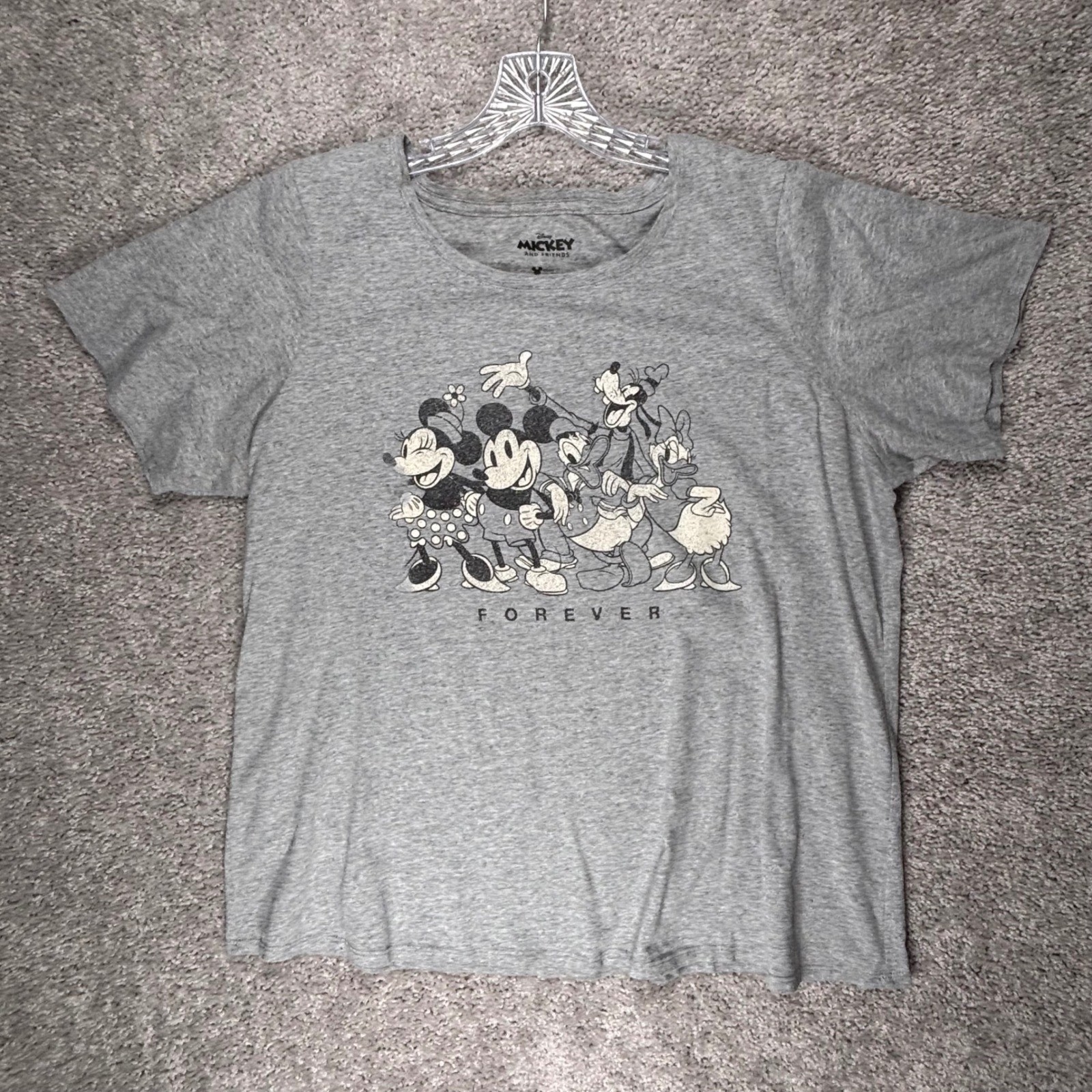 Disney Mickey And Friends Forever Gray Graphic T-Shirt Womens 1X (Read)