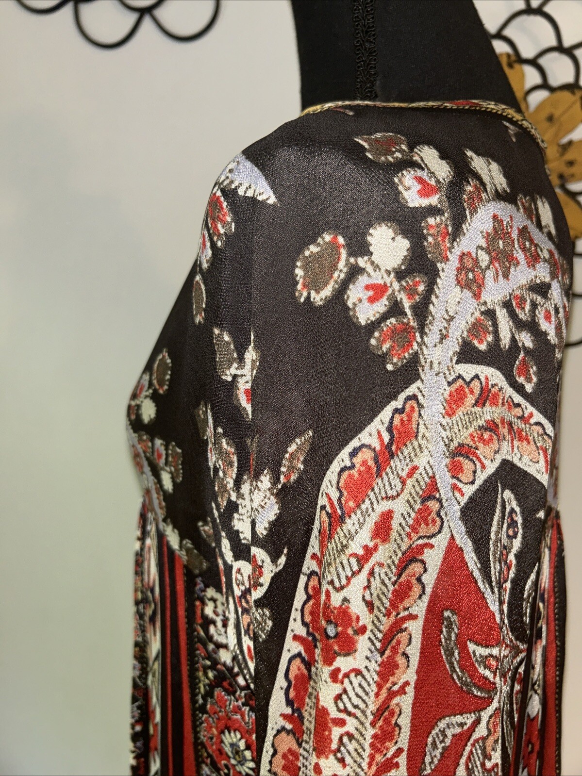 Isabel Marant Etoile Top Tucson Black/Red Paisley Print Crepe Blouse Sz M