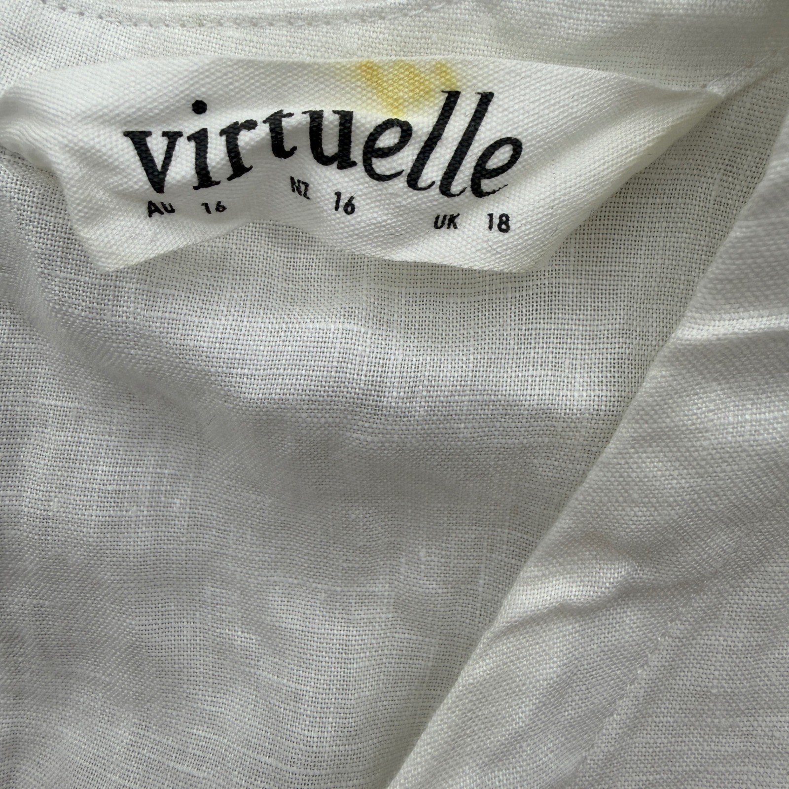Virtuelle Tank Top Womens 16 White Linen Cotton Eyelet Embroidered Sleeveless