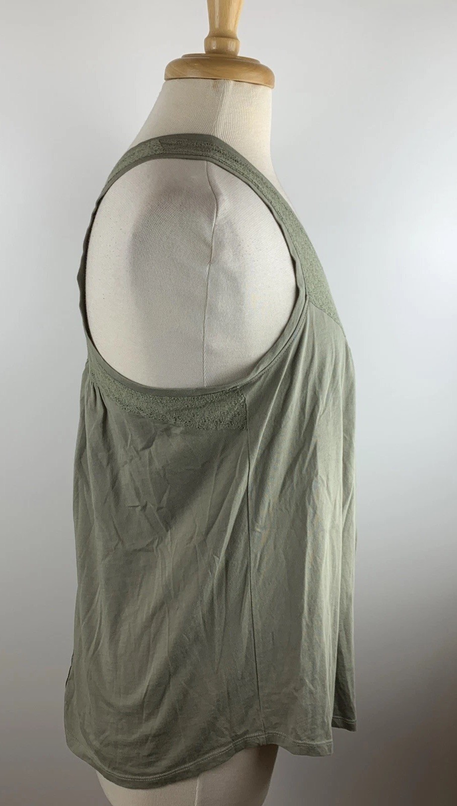 7 For All Mankind Shirt Womens Medium Green Button Back Lace Detail RacerBack