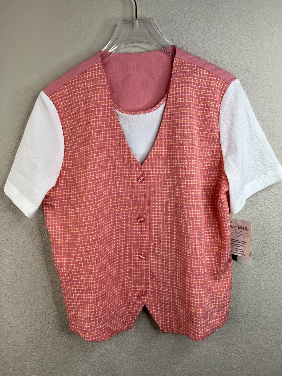 Nikki Dacron Blouse Size Small Faux Vest Preppy 80s 90s Vintage Cute