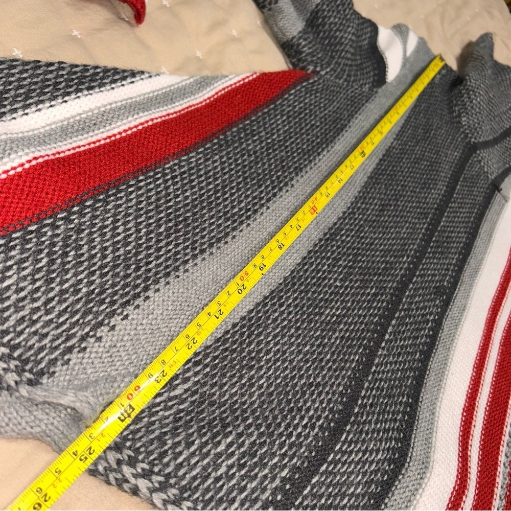 Style & Co. Red, Black, Gray & White Striped Cowl Neck Sweater, Size XL