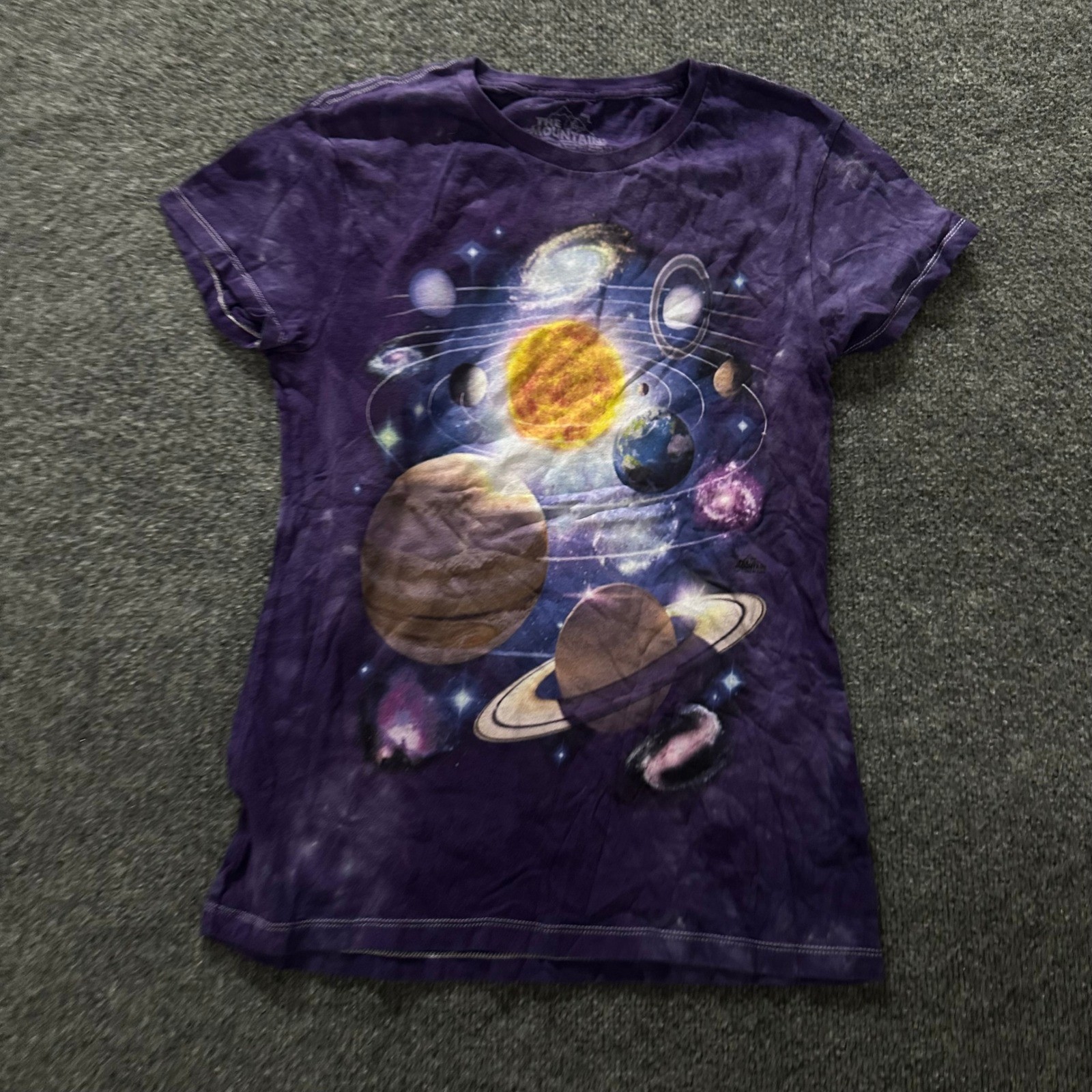 The Mountain T-Shirt Womens Size L Purple Solar Tie Dye Graphic Tee Cotton