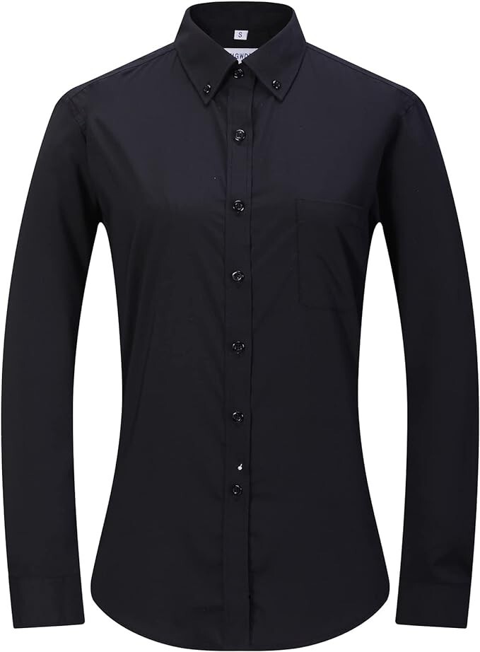 MGWDT Button Down Shirt Women Long Sleeve Blouse Oxford Shirt Classic-Fit-L & M