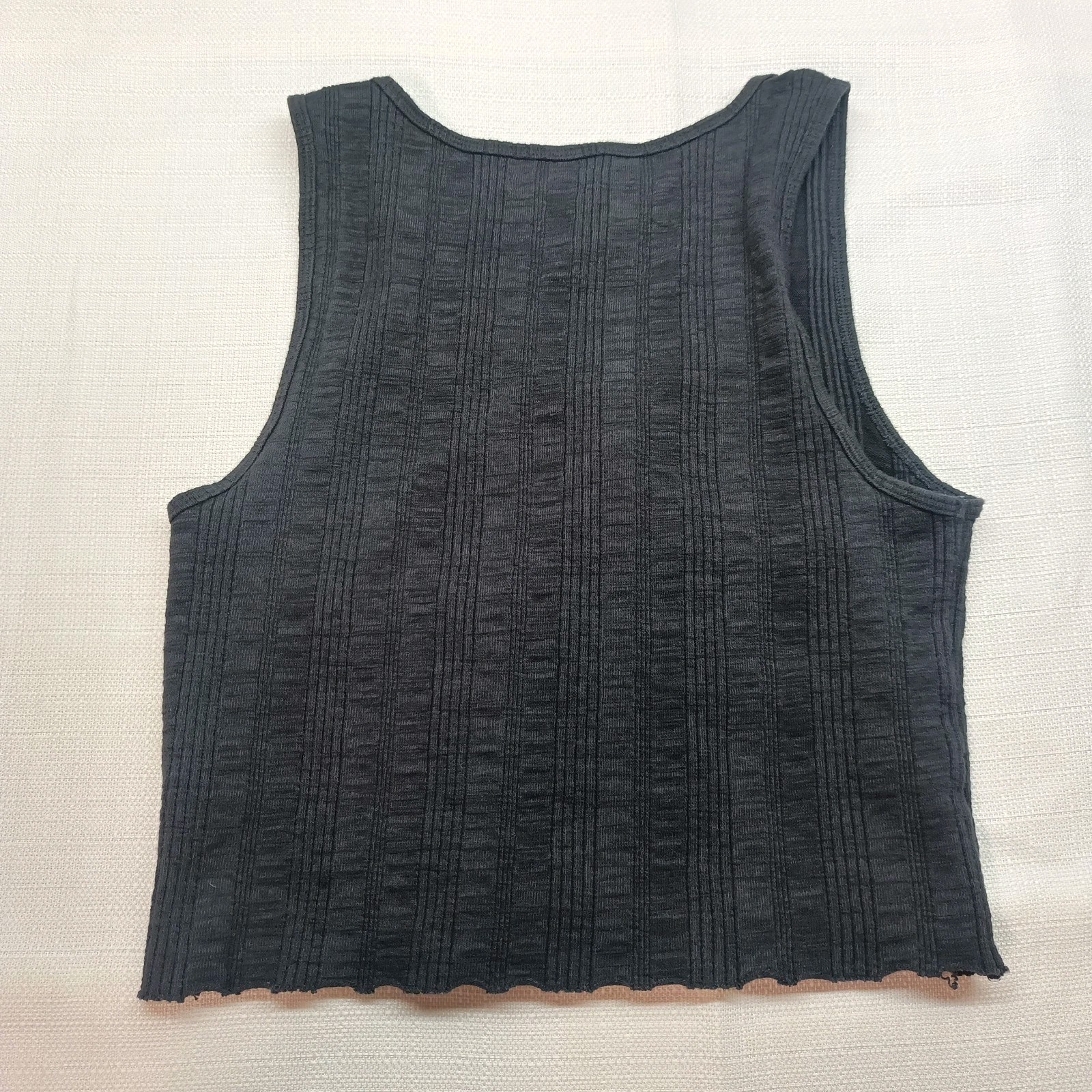 American Eagle Black Cropped Womens M Ribbed 1/4 Snap Button Tank Top Y2K