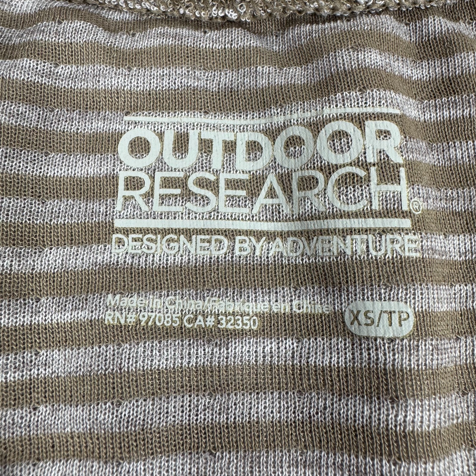 Outdoor Research Umbra Crew Long Sleeve Shirt Brown Striped Tencel Womens XS