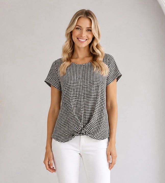 Banana Republic Houndstooth Twist Front Top Size Medium Summer Preppy Chic