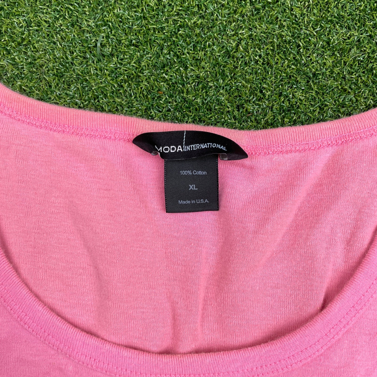 Vintage Y2K Moda International Pink USA Soft Knit Tank Top Sz XL