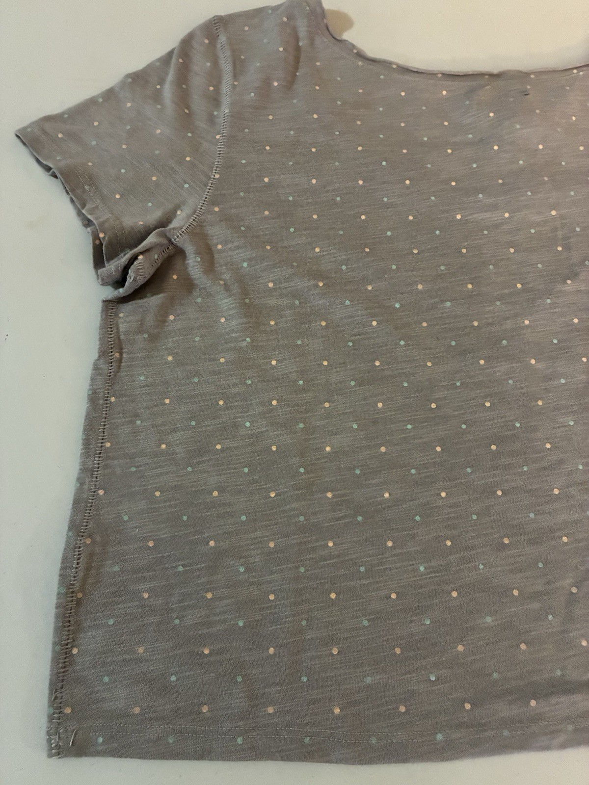 American Eagle Outfitters L/G Gray Polka Dot Run Wild Graphic Scoop Neck Tee
