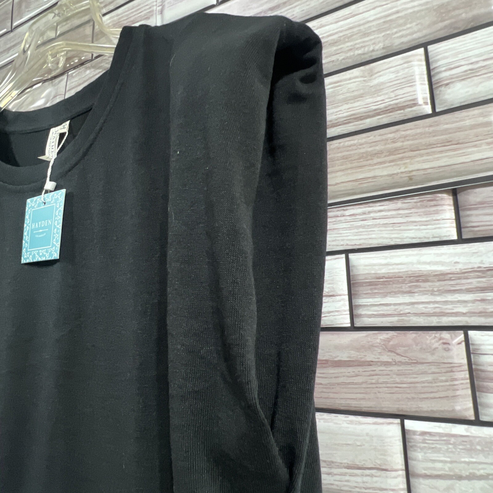 Hayden Los Angeles Womens L shirt Black Short Sleeve Top cap sleeve NWT