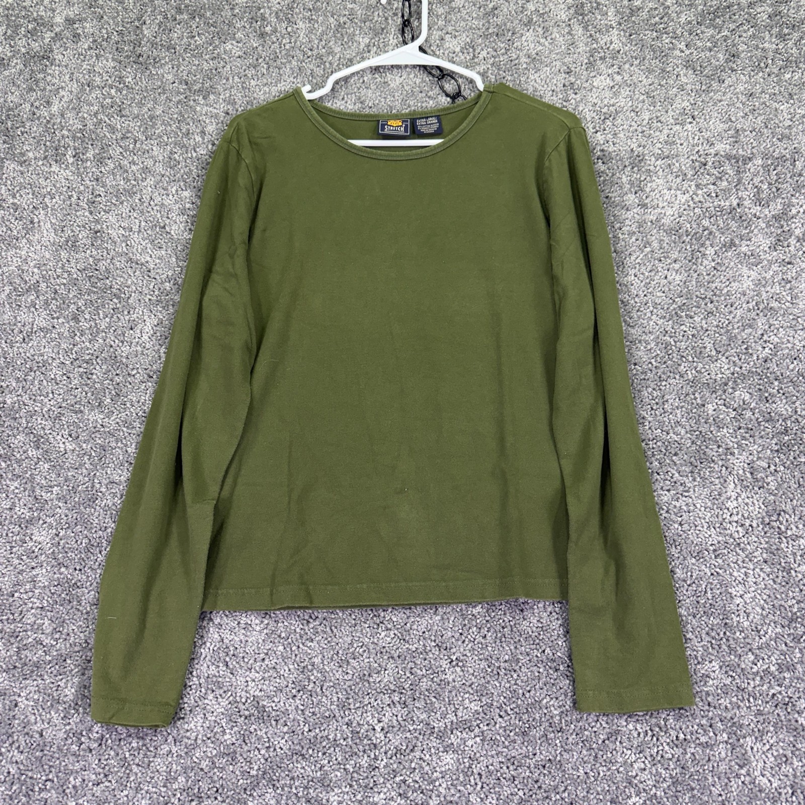 Route 66 Shirt Womens XL Green Long Sleeve Crew Neck Stretch Casual Tee