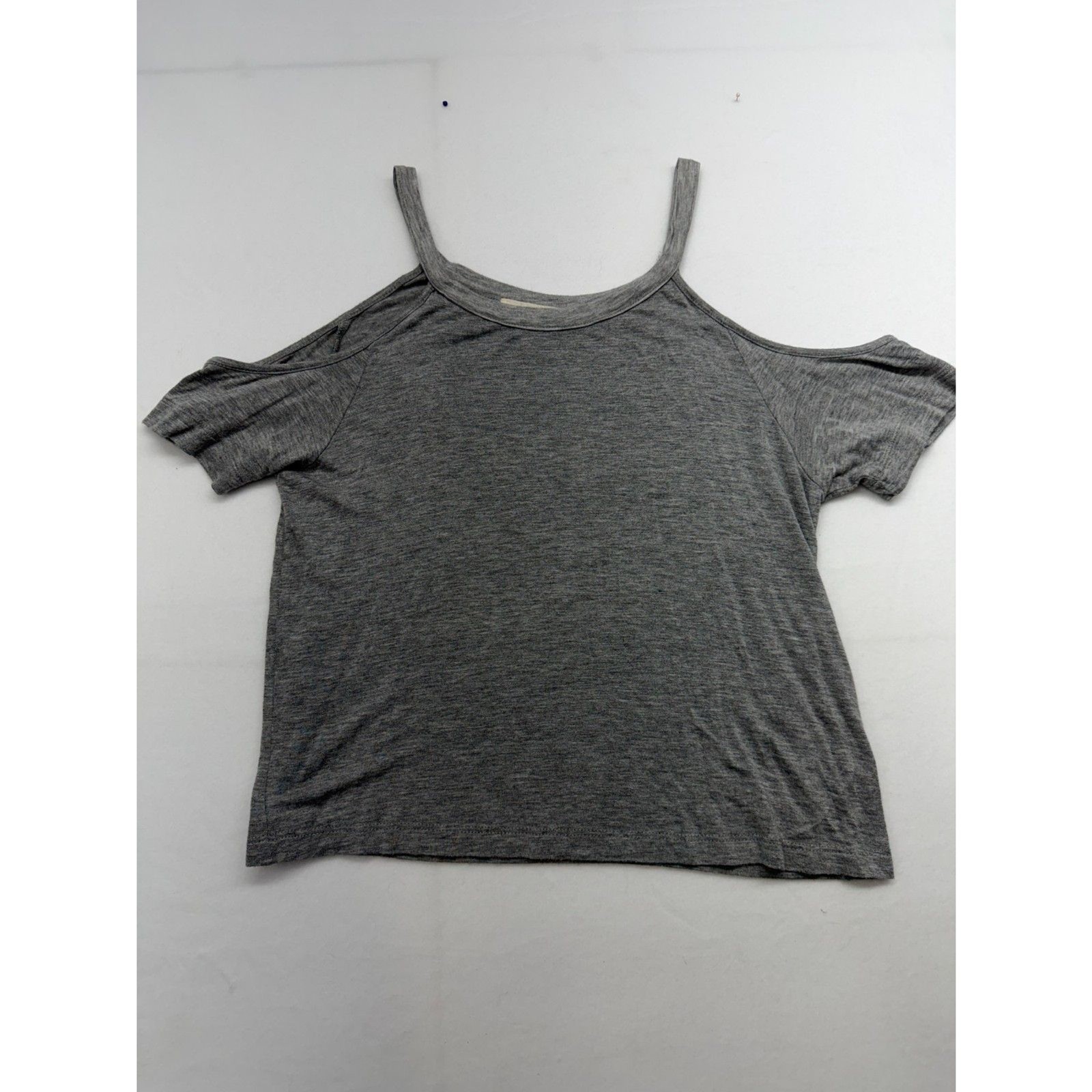 PacSun L.A. Hearts Cold Shoulder Scoop Neck Top heather gray knit Size M Y2K