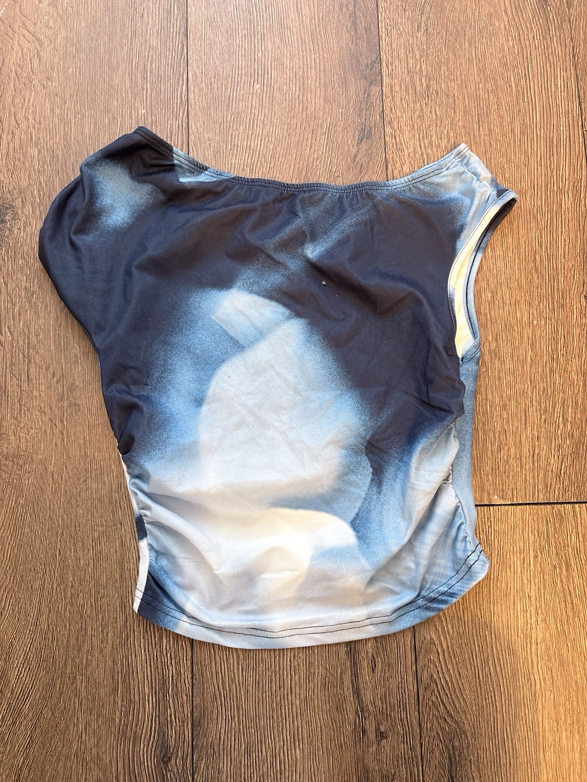 Y2K Blue White Abstract Print Asymmetric Top Size 17” Festival Going Out 00s