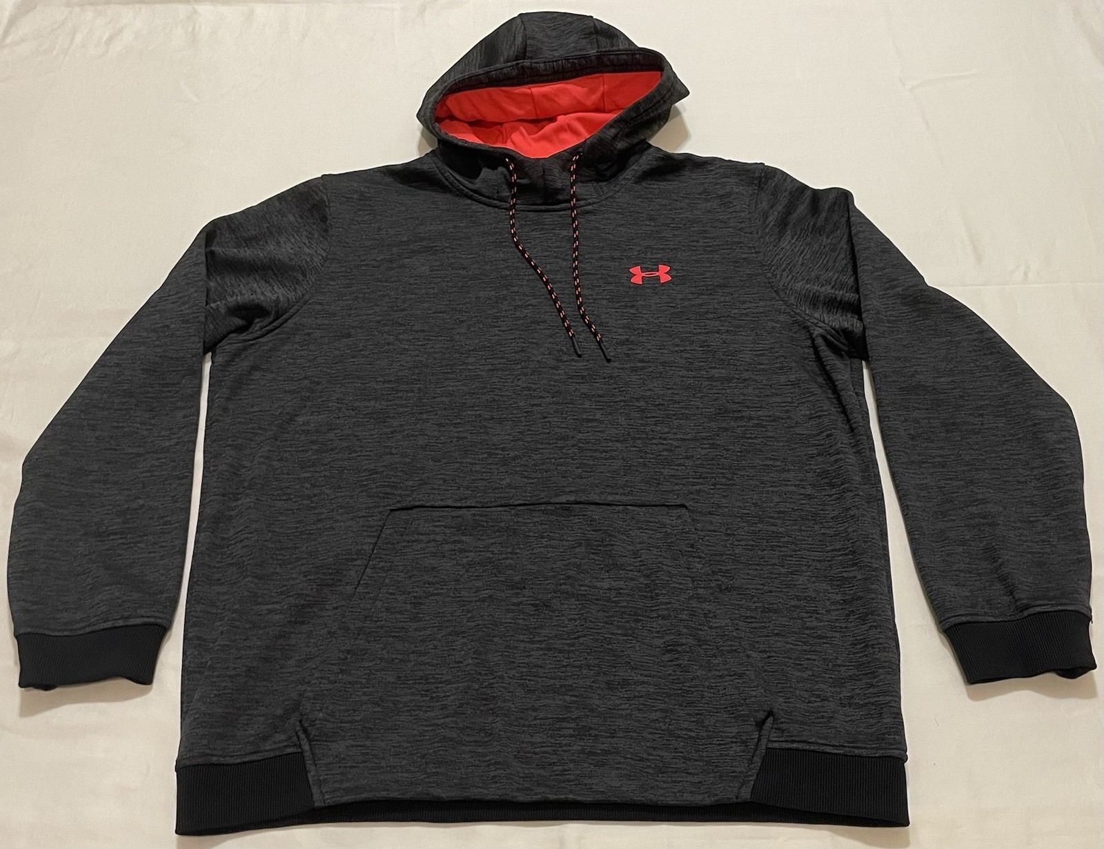 Under Armour ColdGear Women’s XL Pullover Hoodie Fleece Gray/Red Logo Loose Fit