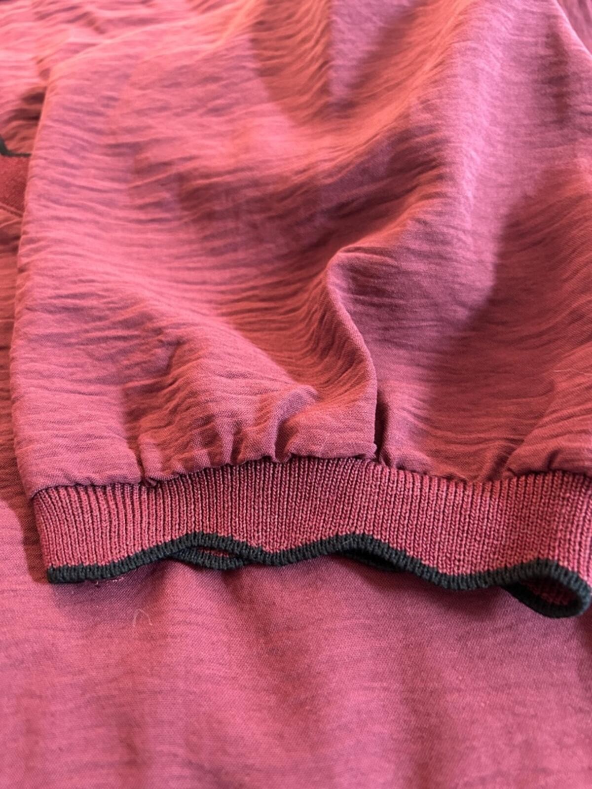 SHEIN Burgundy V-Neck Long Sleeve Top with Scalloped Trim