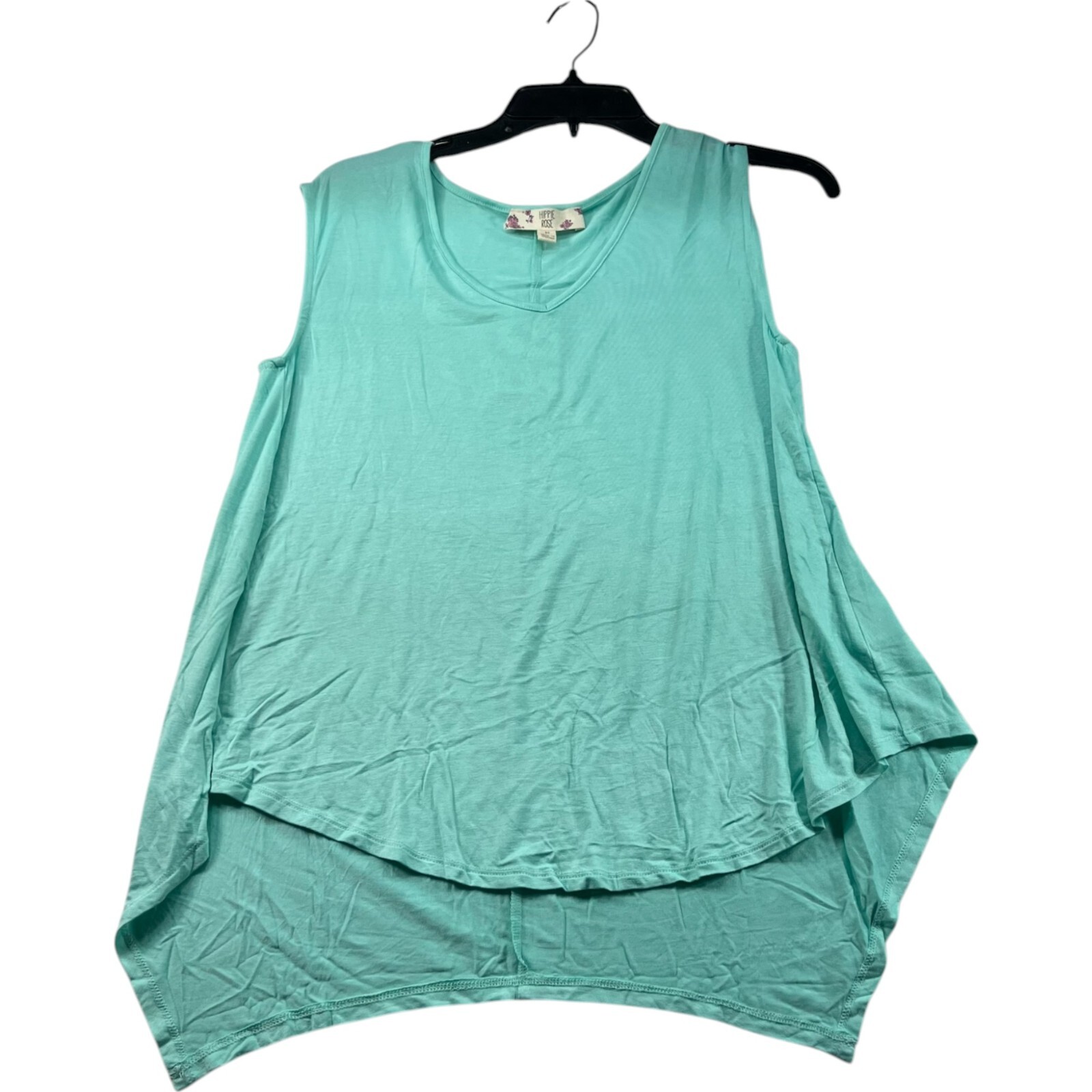 Hippie Rose Tank Top Womens Size Medium Blue Sleeveless Vneck New Stretch