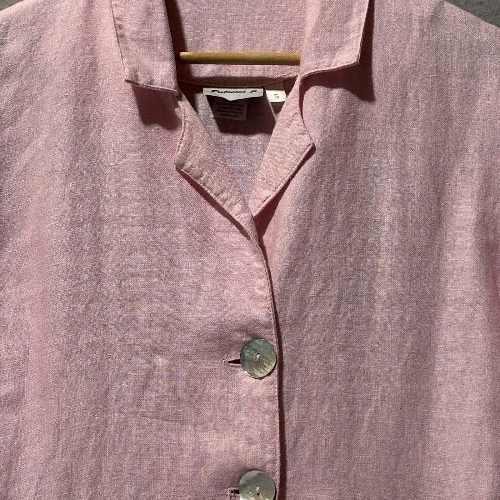 PATRICIA J Top Women S Pink 100% Linen Shacket Lagenlook Tiered Blouse Versatile