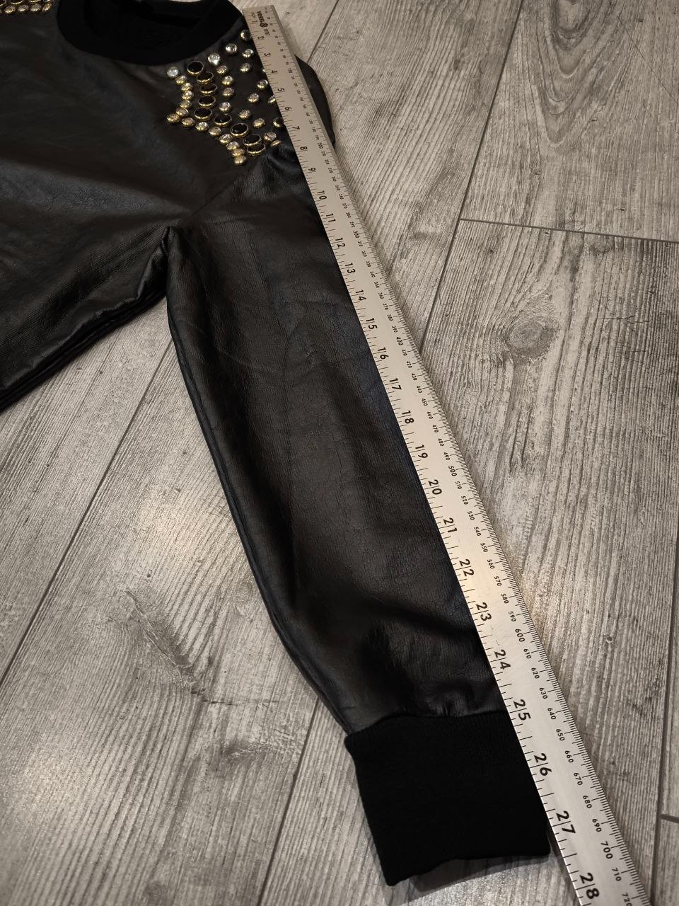 JUST CAVALLI eco-leather sweatshirt decorated with stones and rhinestones M – L