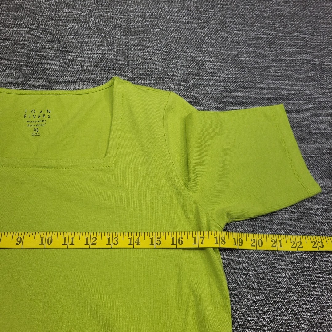 Joan Rivers Wardrobe Builders Square Neck Top X-Small Sz Citron Modern Tee Shirt