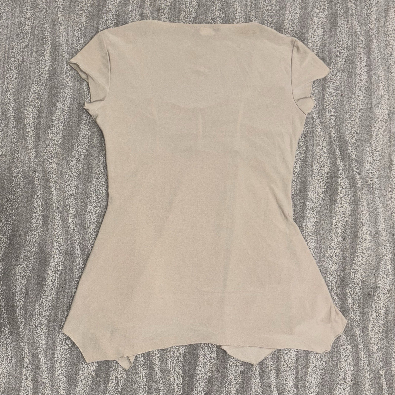 Y2K Dynamite Ruched Asymmetric Blouse Short Sleeve Made In USA Fairy Women’s L