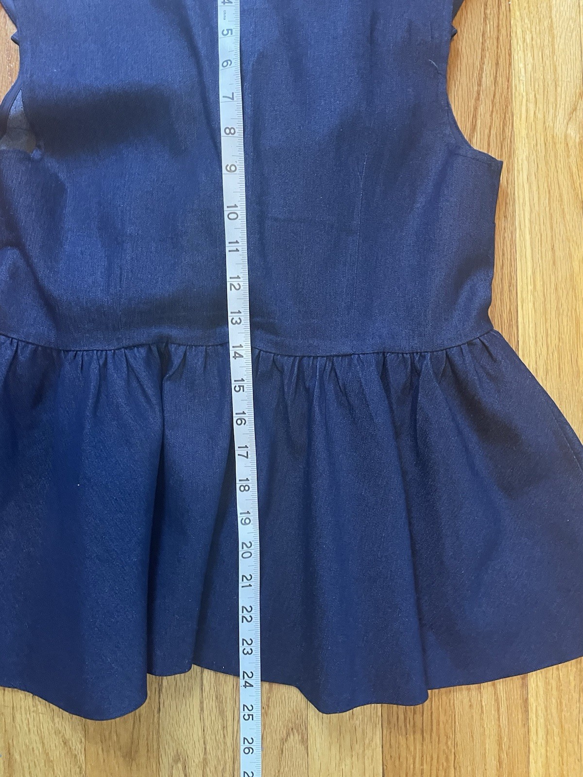 STYLEWE Dark Wash Denim Sleeveless Ruffle Peplum Zipper Top Women’s Size S/M