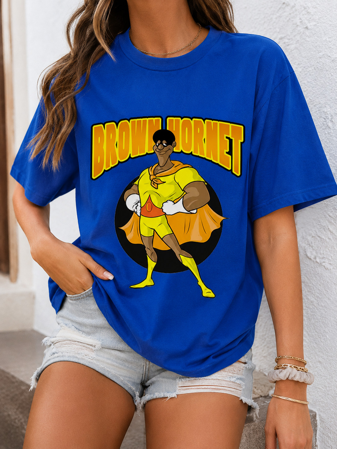 Brown Hornet Funny Superhero Graphic Shirt Retro Cartoon Unisex Tee